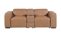 90" Brown Italian Leather Power Reclining Loveseat With Storage