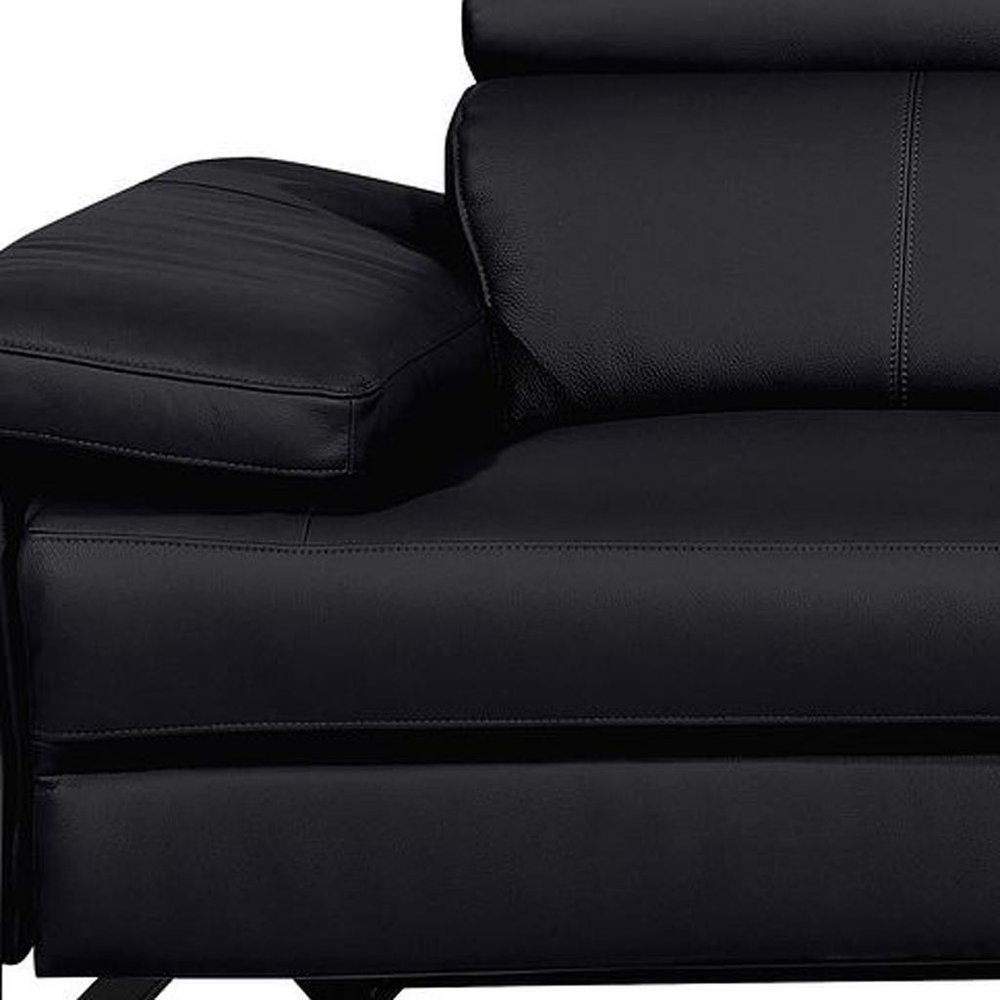 90" Black Italian Leather Power Reclining Loveseat With Storage