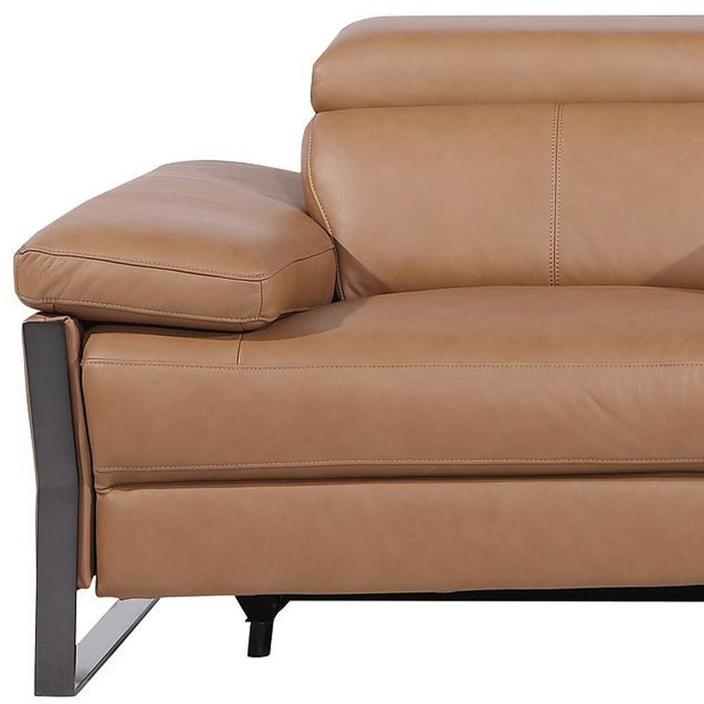 90" Chestnut and Black Italian Leather Power Reclining Loveseat With Storage