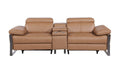90" Chestnut and Black Italian Leather Power Reclining Loveseat With Storage