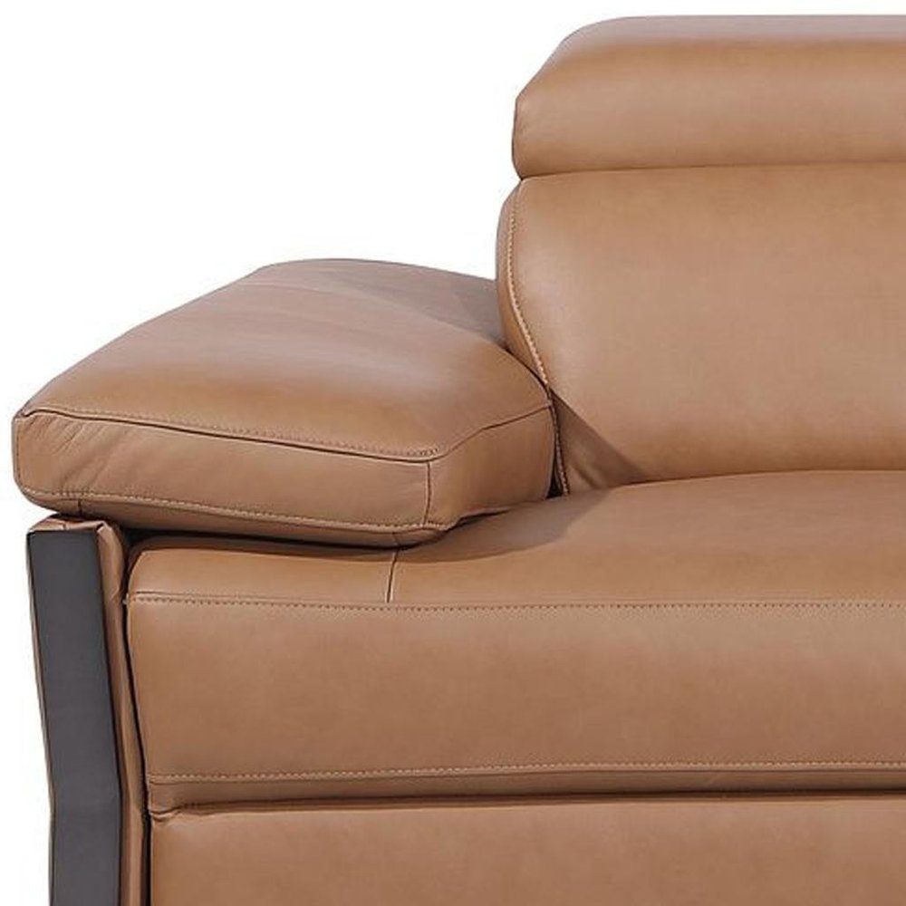 90" Chestnut and Black Italian Leather Power Reclining Loveseat With Storage