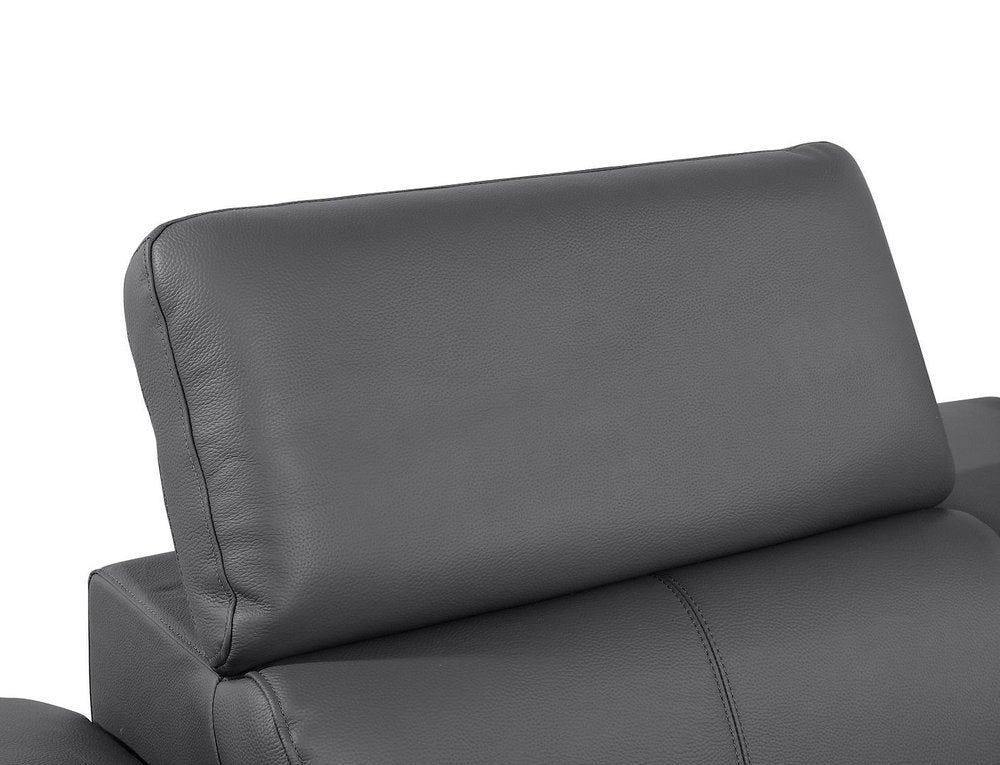 90" Dark Gray and Black Italian Leather Power Reclining Loveseat With Storage