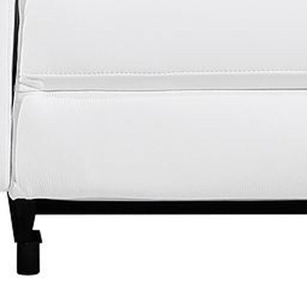 90" White and Black Italian Leather Power Reclining Loveseat With Storage