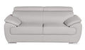 69" Light Gray and Silver Leather Loveseat