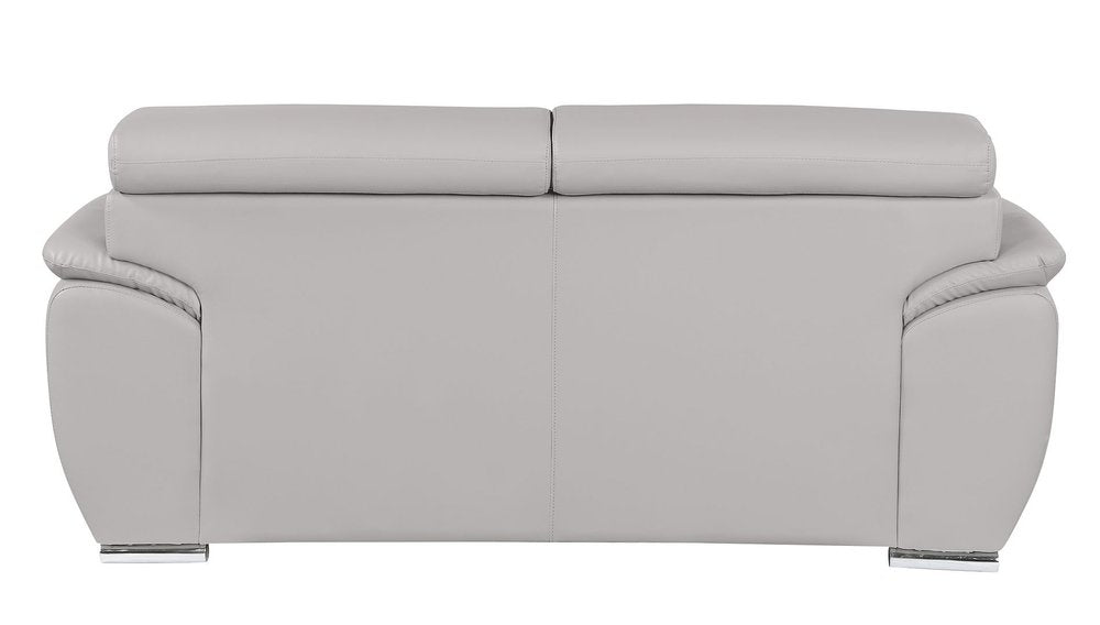 69" Light Gray and Silver Leather Loveseat