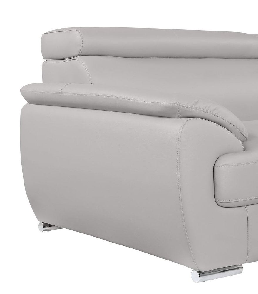69" Light Gray and Silver Leather Loveseat