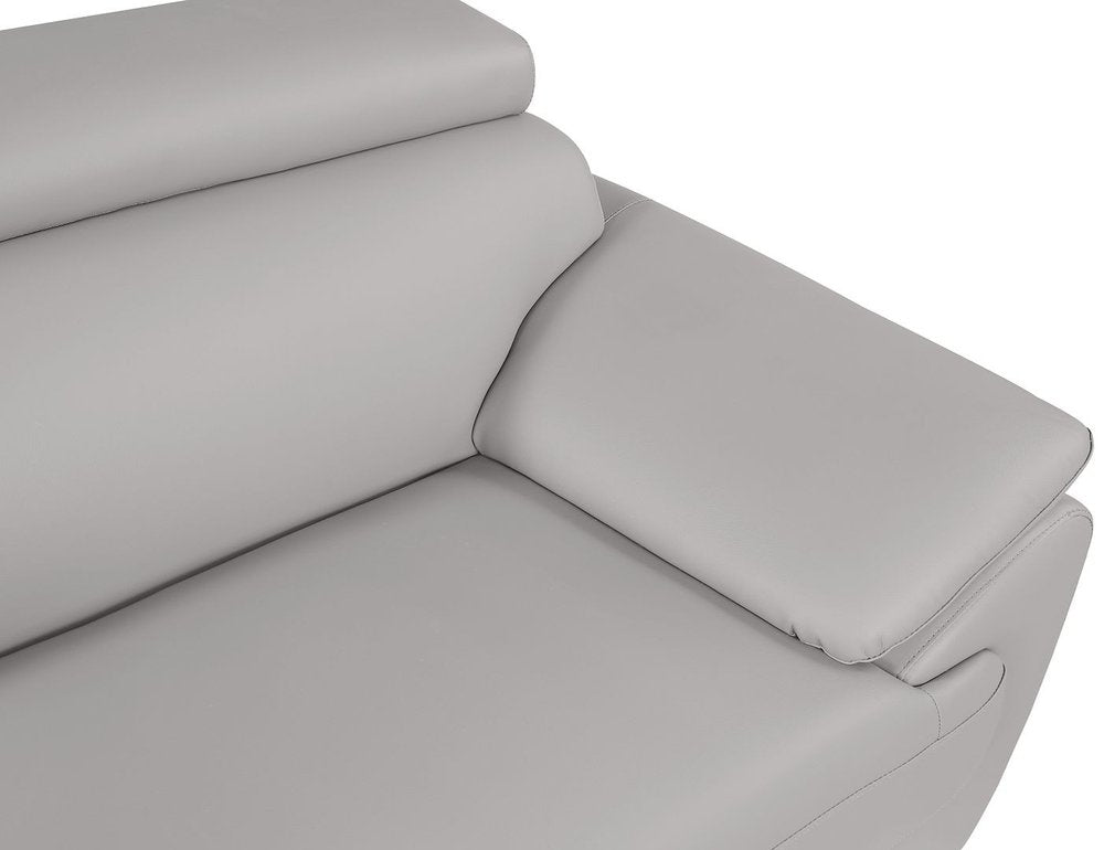 69" Light Gray and Silver Leather Loveseat