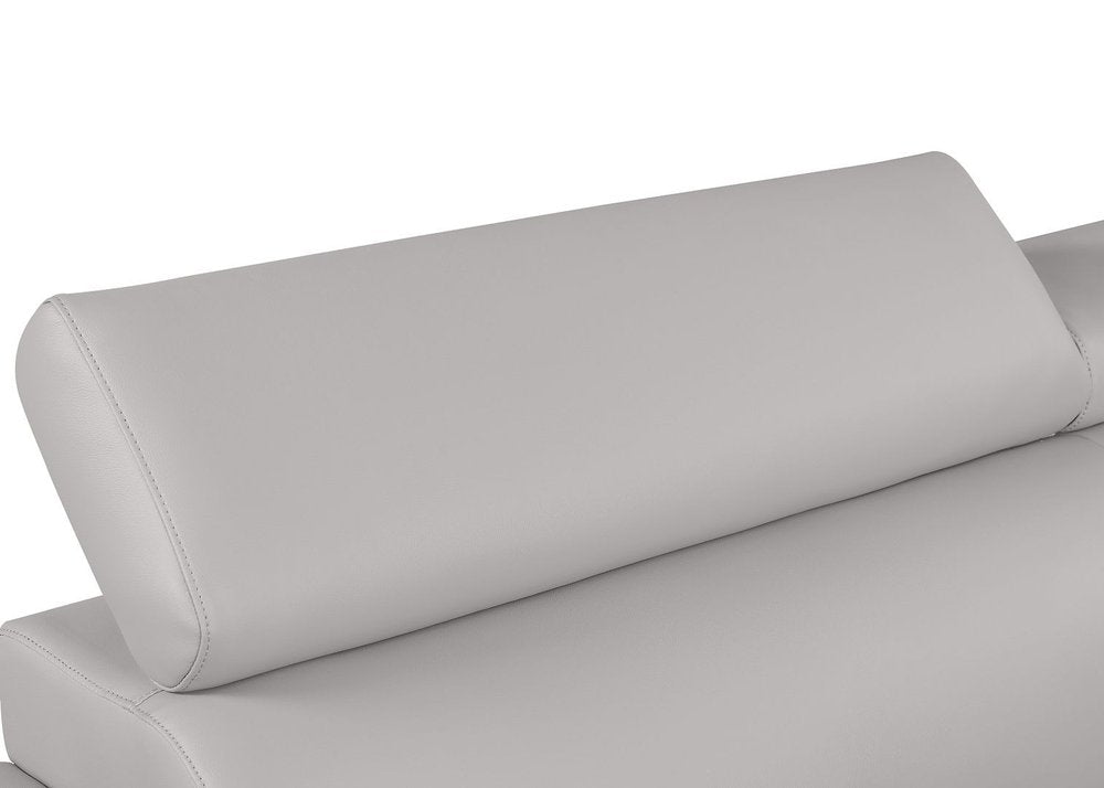 69" Light Gray and Silver Leather Loveseat