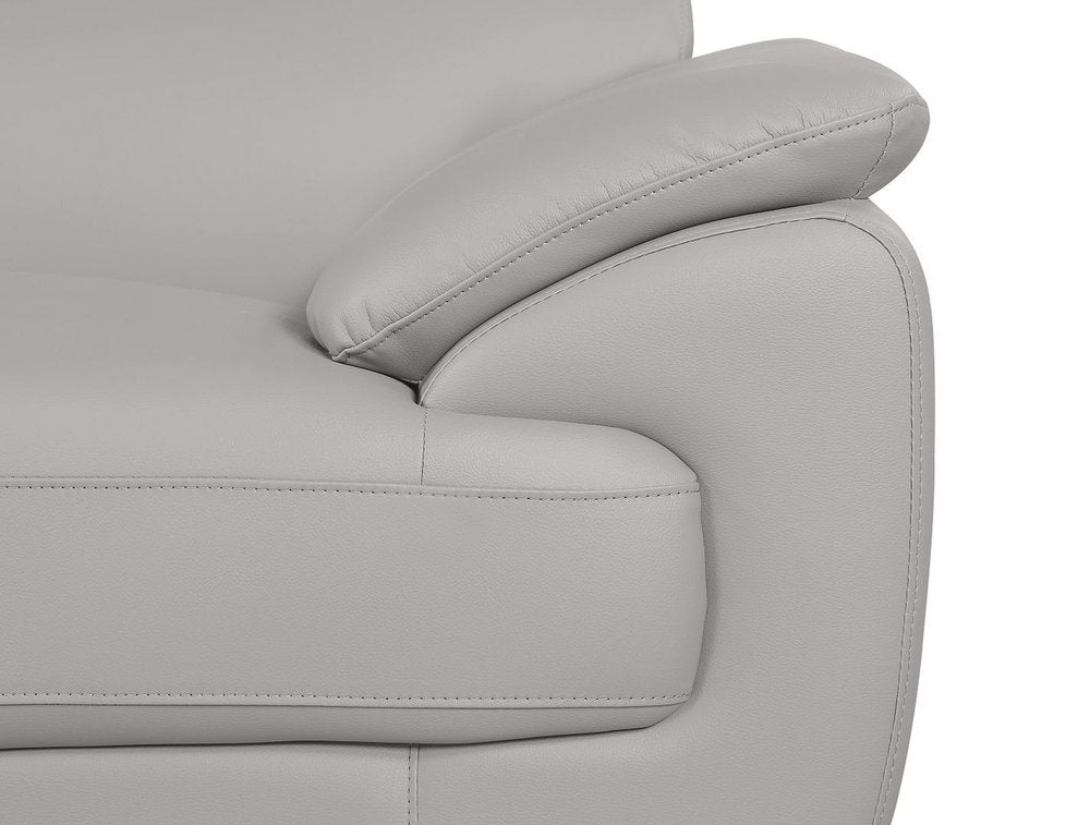 69" Light Gray and Silver Leather Loveseat