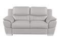 69" Light Gray and Silver Leather Loveseat