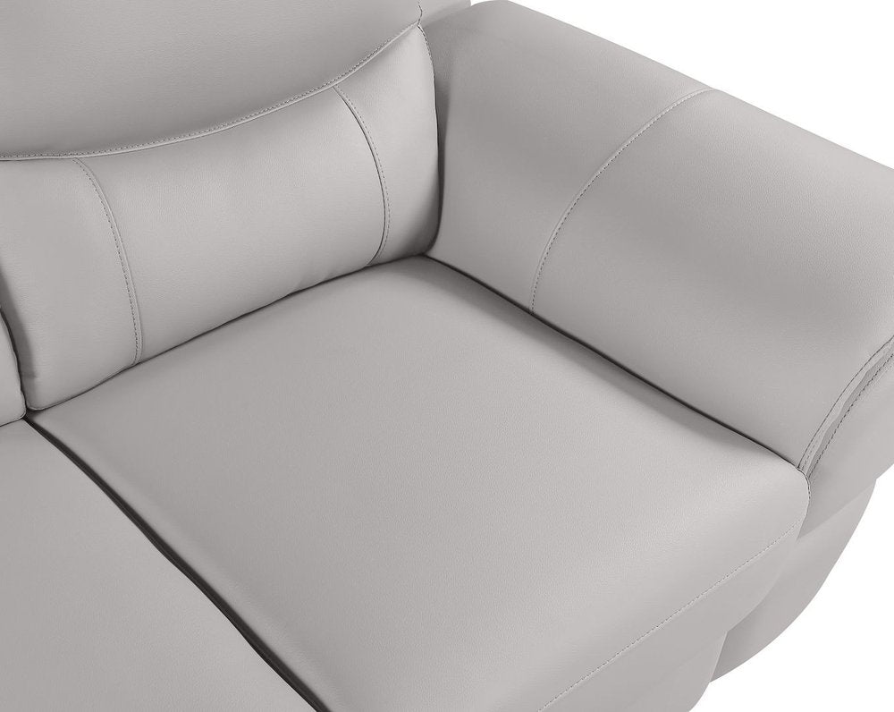 69" Light Gray and Silver Leather Loveseat