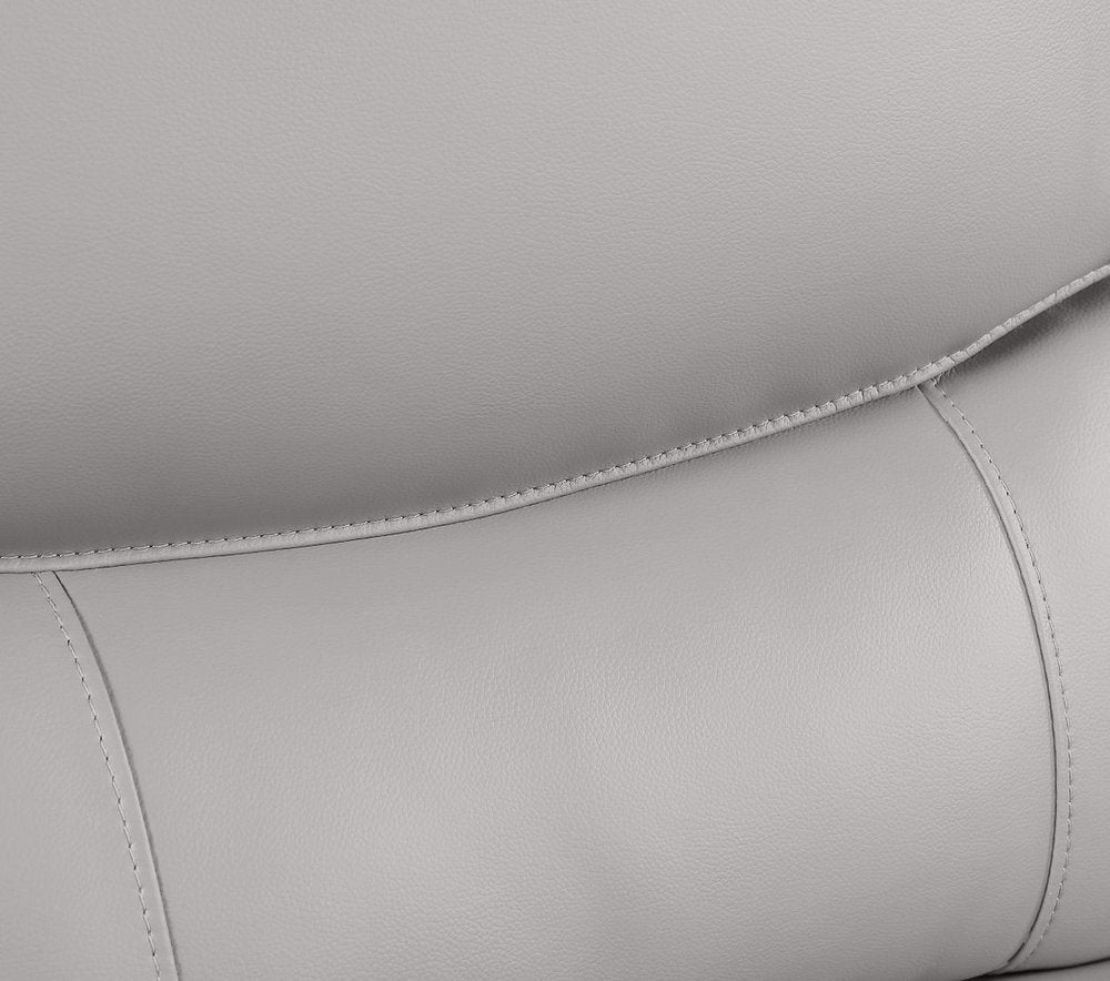 69" Light Gray and Silver Leather Loveseat
