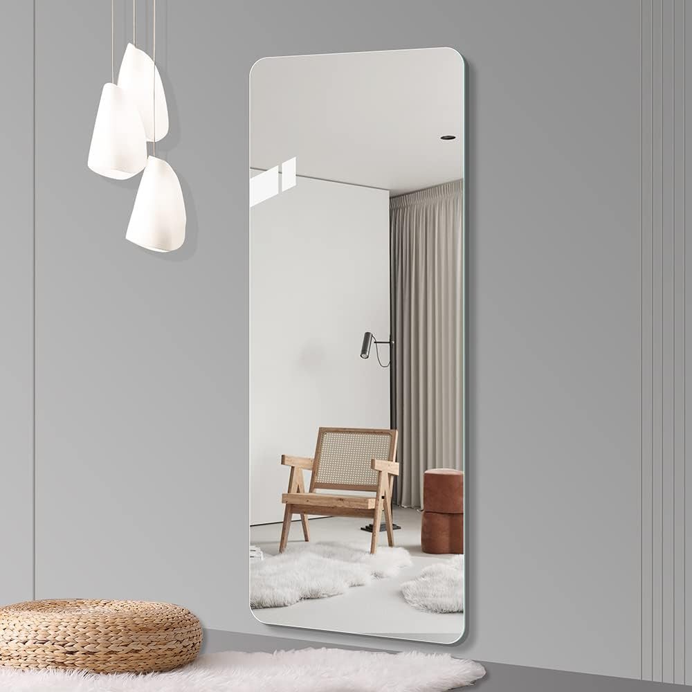 56" Silver Frameless Full Length Hanging Mirror