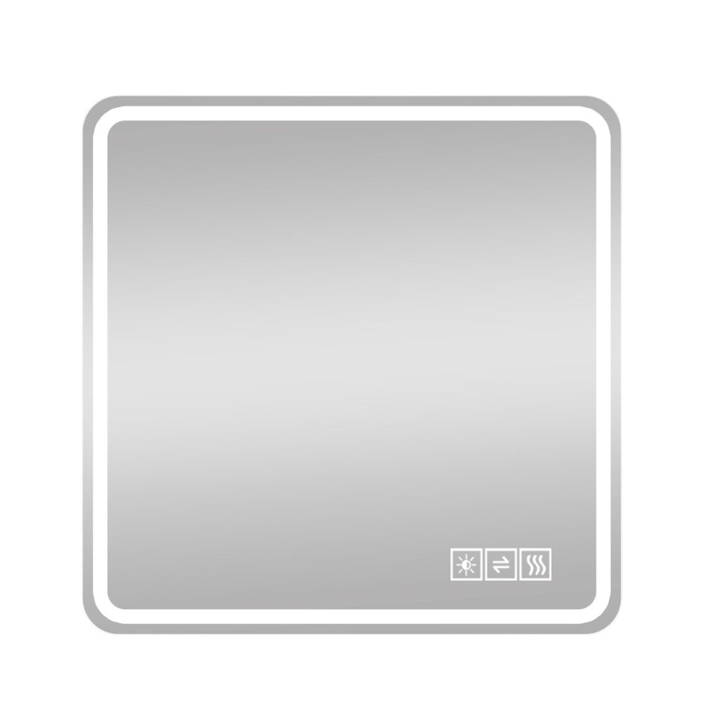 36" Square Lighted Frameless Bathroom Vanity Mirror