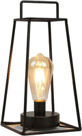 12" Black Geometric Novelty Lantern With Novelty Shade