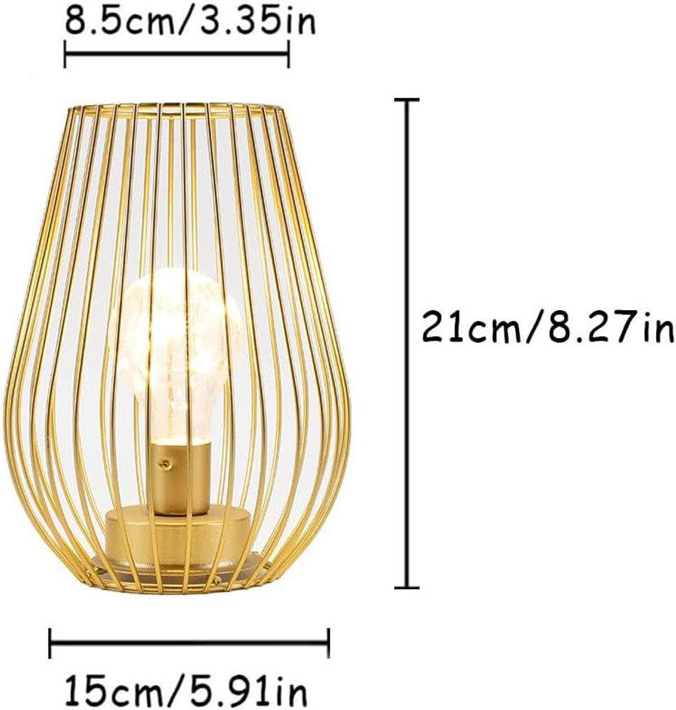 8" Gold Geometric Novelty Lantern With Novelty Shade