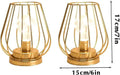 Set of Two 7" Gold Geometric Geometric Cage Cordless Desk Lamps