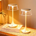 Set of Two 11" White Geometric USB Bedside Lamps With Novelty Shades