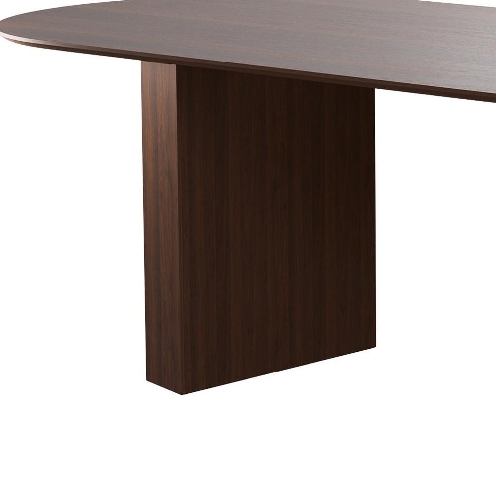 86" Walnut Wood Double Pedestal Base Oval Dining Table