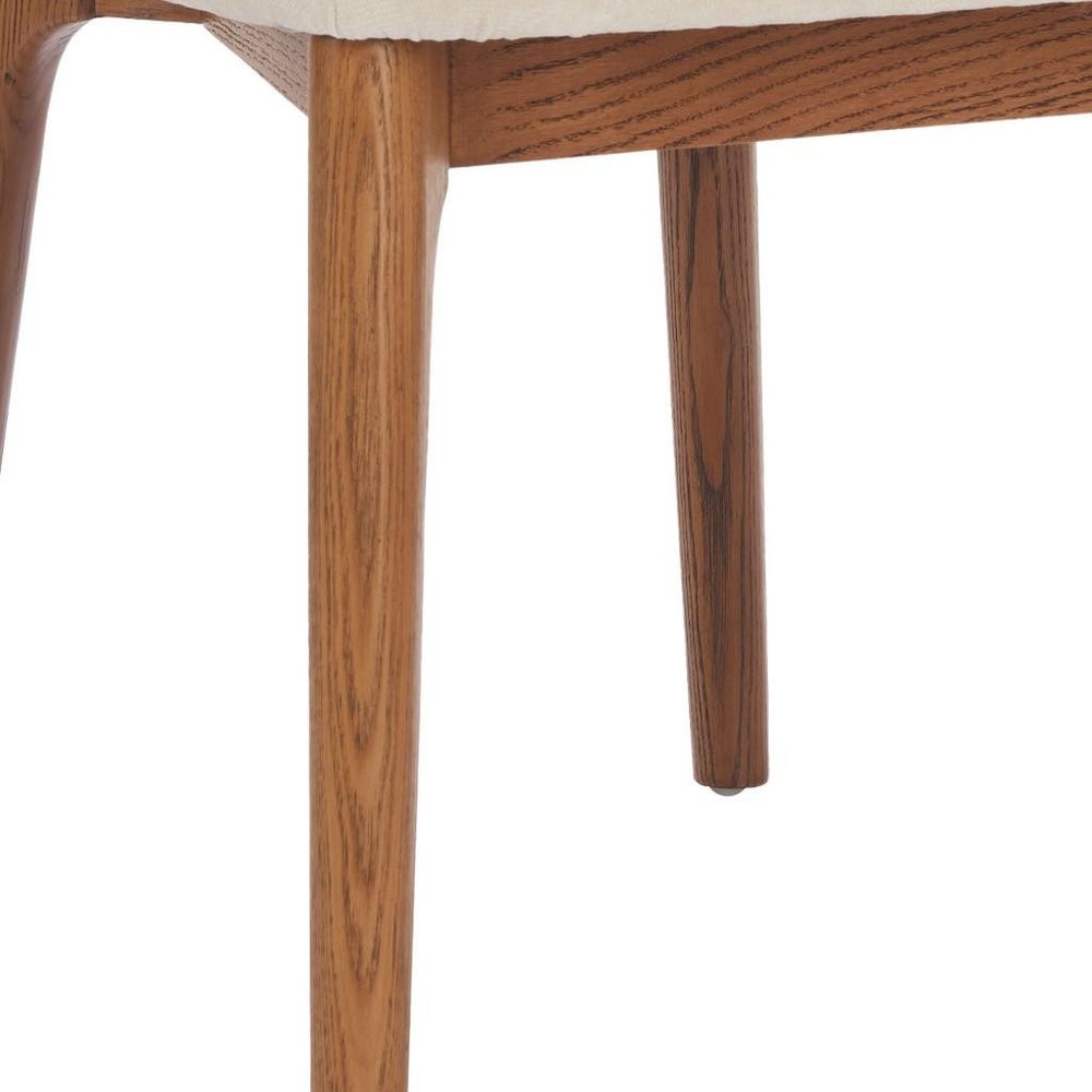 Set of Two White and Brown Upholstery Open Back Dining Side Chairs