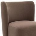 Taupe and Brown Upholstery Dining Side Chair With Wheels