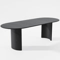 79" Black Solid Wood Double Pedestal Base Oval Dining Table