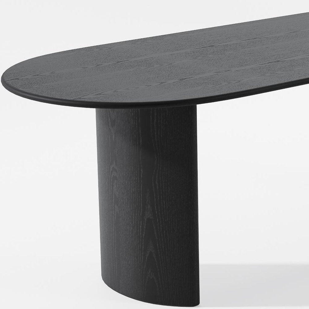 79" Black Solid Wood Double Pedestal Base Oval Dining Table