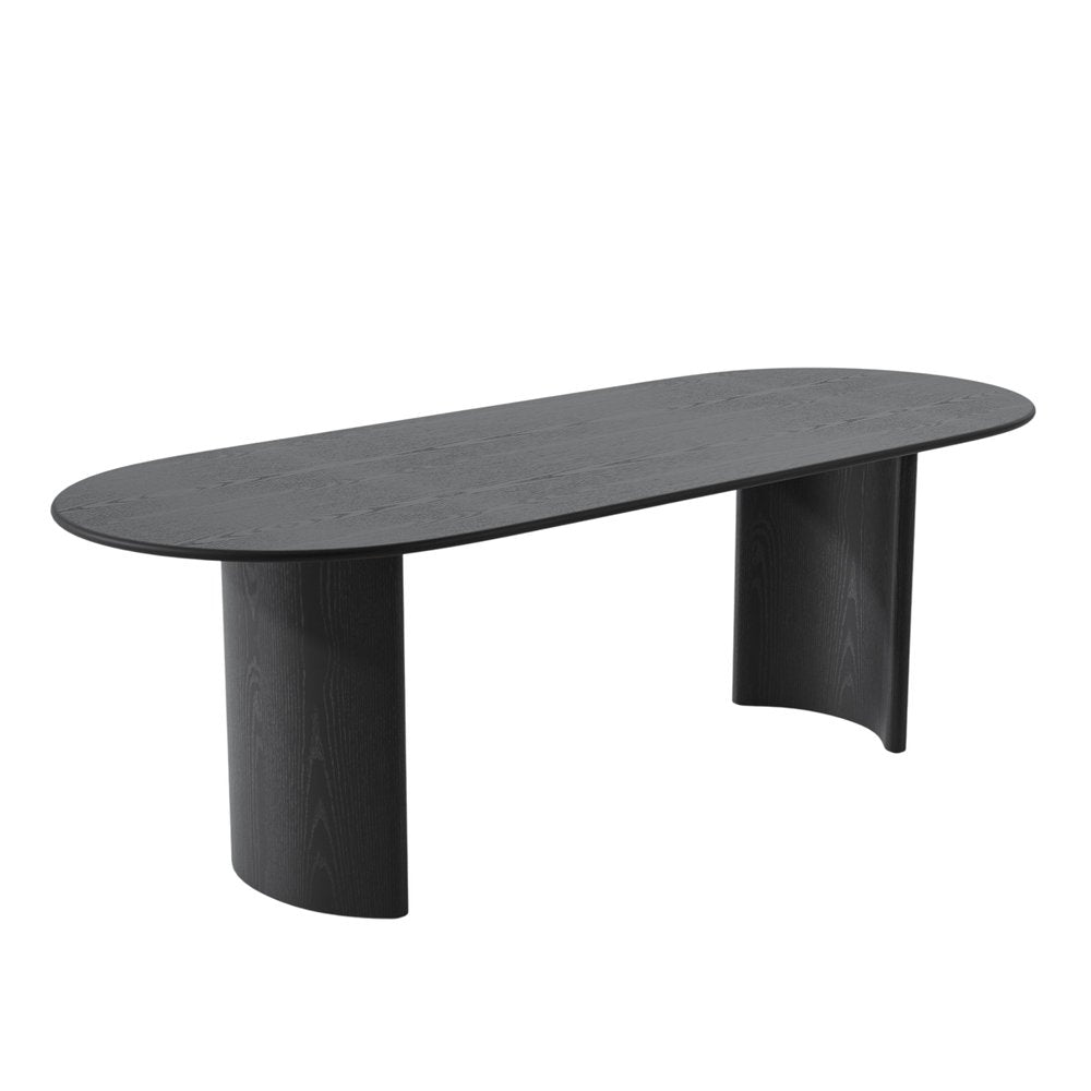 79" Black Solid Wood Double Pedestal Base Oval Dining Table