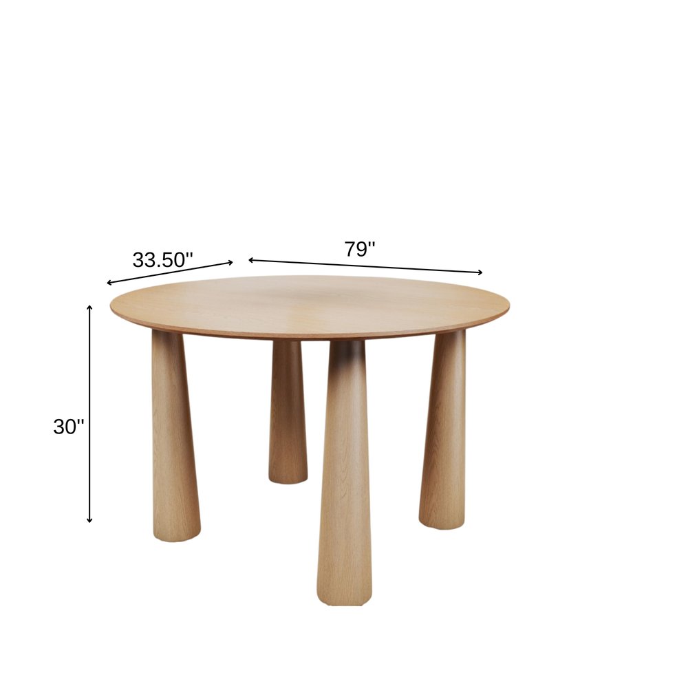 79" Natural Solid Wood Oval Dining Table