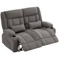 47" Gray Microfiber Manual Reclining Loveseat With Storage and Toss Pillows