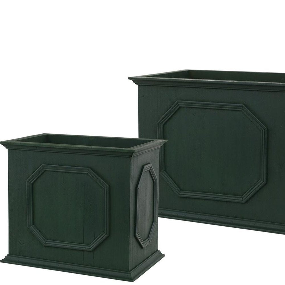 Set of Three Green Wood 107 Ounce Rectangular Planter Boxes