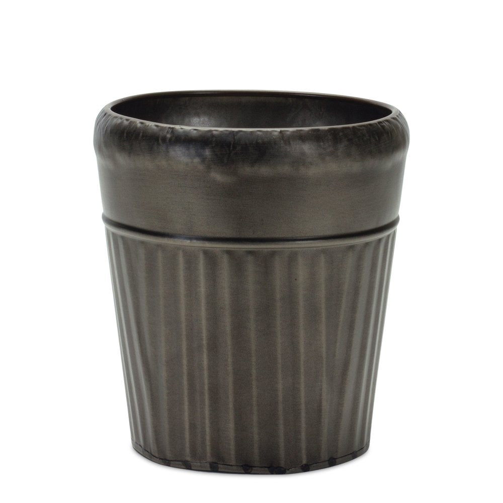 Set of Three Pewter Metal 12 Ounce Round Pot Planters