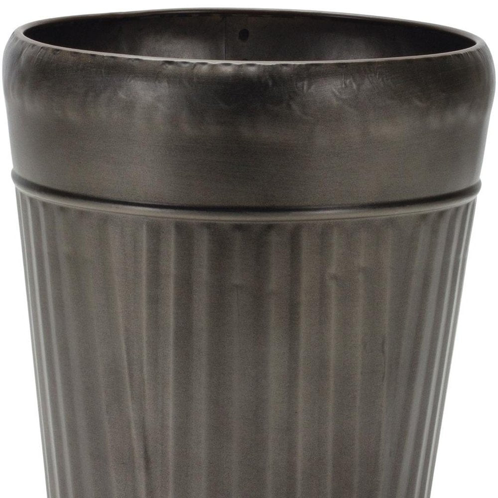 Set of Three Pewter Metal 12 Ounce Round Pot Planters