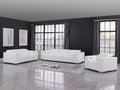 Two Piece White Genuine Leather Five Person Seating Set