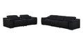 Two Piece Black Genuine Leather Five Person Seating Set