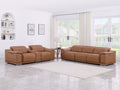Two Piece Chestnut Genuine Leather Five Person Seating Set