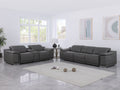 Two Piece Dark Gray Genuine Leather Five Person Seating Set