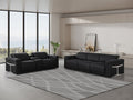Two Piece Black Italian Leather Five Person Seating Set