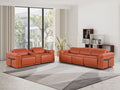 Two Piece Camel Italian Leather Five Person Seating Set