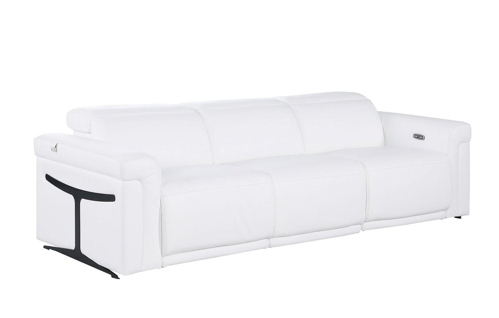 Two Piece White Italian Leather Five Person Seating Set