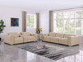 Two Piece Beige Genuine Leather Five Person Seating Set