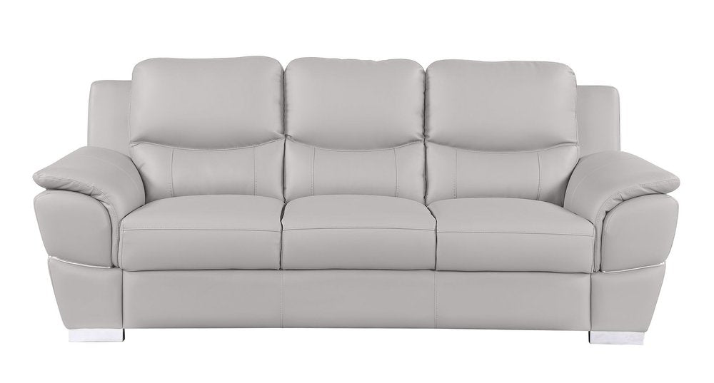 Two Piece Light Gray Leather Five Person Seating Set