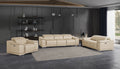 Three Piece Beige Genuine Leather Six Person Seating Set