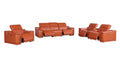 Three Piece Camel Genuine Leather Six Person Seating Set