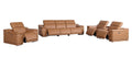 Three Piece Chestnut Genuine Leather Six Person Seating Set