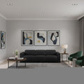 Three Piece Black Italian Leather Six Person Seating Set