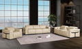 Three Piece Beige Italian Leather Six Person Seating Set
