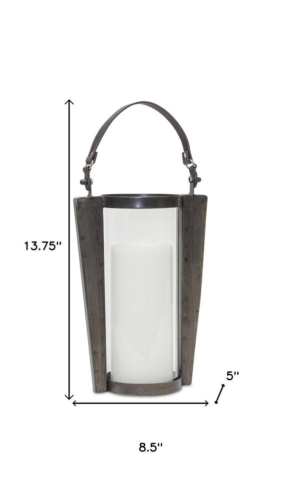 14" Brown Ornate Metal Tabletop Hurricane Candle Holder