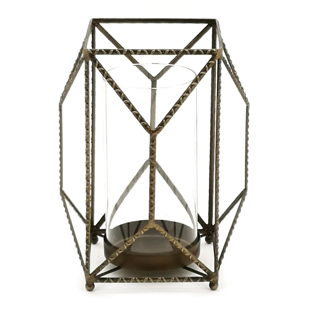 10" Gold Ornate Iron Tabletop Hurricane Candle Holder