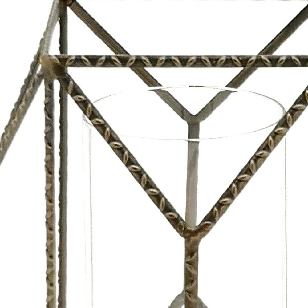 10" Gold Ornate Iron Tabletop Hurricane Candle Holder